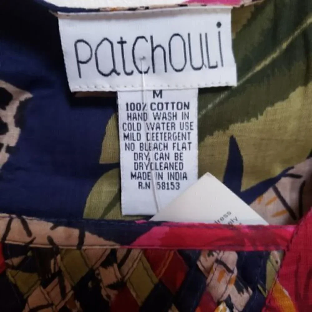 Vintage Patchouli 100% Cotton Floral Boho Cottagecore Gypsy Festival Dress Sz M